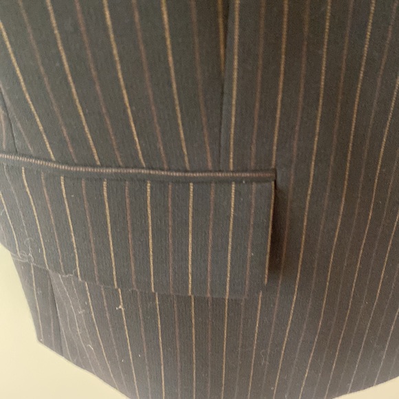 BCBGMaxAzria short sleeve jacket striped menswear navy Blazer M - Picture 4 of 12